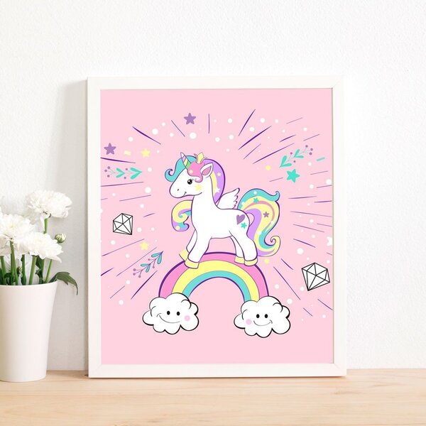 Quadro Decorativo Infantil Unicórnio Cute