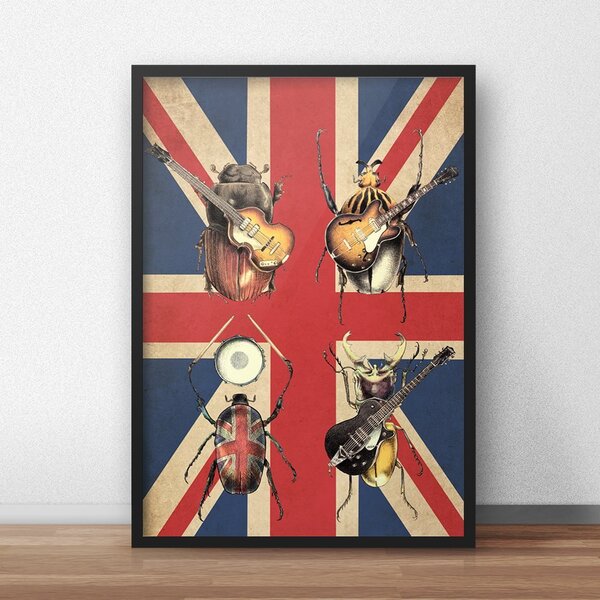 Quadro Decorativo Insetos Musicais 50X70cm Preto