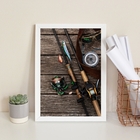 Quadro Decorativo Instrumentos Pescaria 33x24cm Moldura:madei