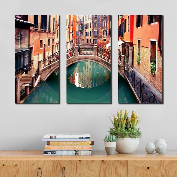 Quadro Decorativo Itália Ponte De Veneza Do Amor 3 Peças