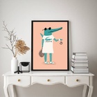 Quadro Decorativo Jacaré Jogando Tênis 33x24cm - Com Vidro Mo