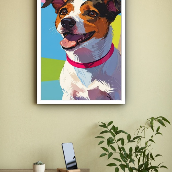 Quadro Decorativo Jack Russell Terrier  - 70x50cm Moldura Bra