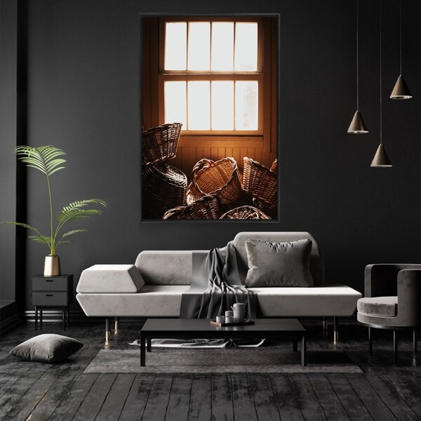 Quadro Decorativo Janela Tela Vertical Com Moldura E Sem Vidr