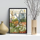Quadro Decorativo Jardim - Regador 24x18cm - Com Vidro Moldur