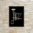 Quadro Decorativo Jazz Instrumento 24x18cm - Com Vidro Moldur
