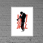 Quadro Decorativo Jazz Silhueta Homem 24x18cm Moldura:madeira