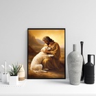 Quadro Decorativo Jesus Acolhendo Cão 33x24cm - Com Vidro Mol