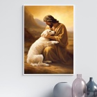 Quadro Decorativo Jesus Acolhendo Cão 45x34cm Moldura:madeira
