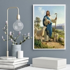 Quadro Decorativo Jesus Com Cordeiros 24x18cm - Com Vidro Mol
