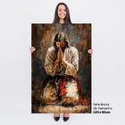 Quadro Decorativo Jesus Cristo 120x80cm Moldura Preta Religio