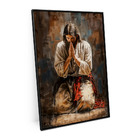 Quadro Decorativo Jesus Cristo 75x50cm Moldura Preta Religios