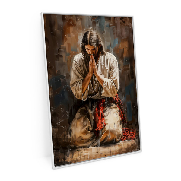 Quadro Decorativo Jesus Cristo 90x60cm Moldura Branca Religio
