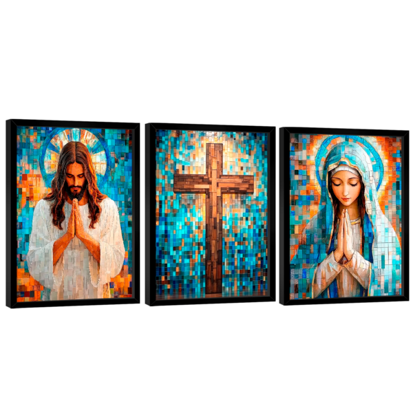 Quadro Decorativo Jesus E Maria Em Grid Art