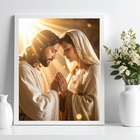 Quadro Decorativo Jesus E Maria Orando 33x24cm Moldura Branca