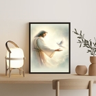 Quadro Decorativo Jesus E O Espírito Santo 33x24cm - Com Vidr