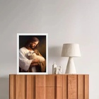 Quadro Decorativo Jesus E Ovelha 33x24cm - Com Vidro Moldura: