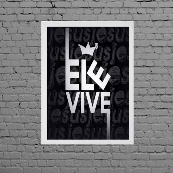 Quadro Decorativo Jesus Ele Vive 24x18cm - Com Vidro Moldura: