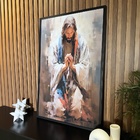 Quadro Decorativo Jesus Em Oração 33x24cm Moldura Branca