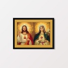Quadro Decorativo Jesus E maria 24x18cm Moldura:madeira Preta