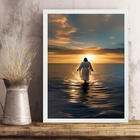 Quadro Decorativo Jesus Sobre As Águas 33x24cm - Com Vidro Mo