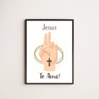 Quadro Decorativo Jesus Te Ama 33x24cm - Com Vidro Moldura:ma