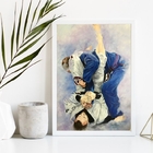 Quadro Decorativo Jiu Jitsu 24x18cm Moldura:madeira Branca