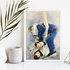 Quadro Decorativo Jiu Jitsu 33x24cm - Com Vidro Moldura:madei