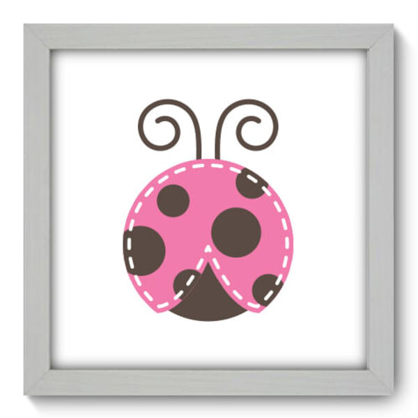 Quadro Decorativo - Joaninha Rosa - 22cm X 22cm - 016qdib