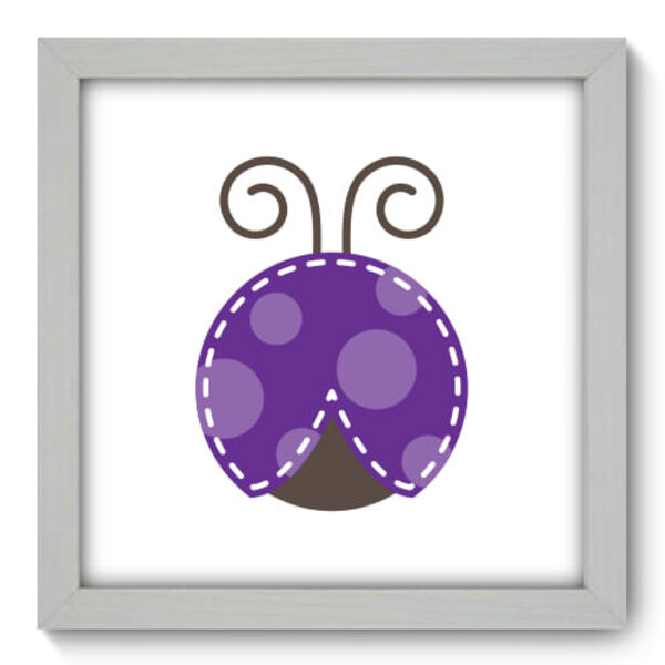 Quadro Decorativo - Joaninha Roxa - 22cm X 22cm - 017qdib