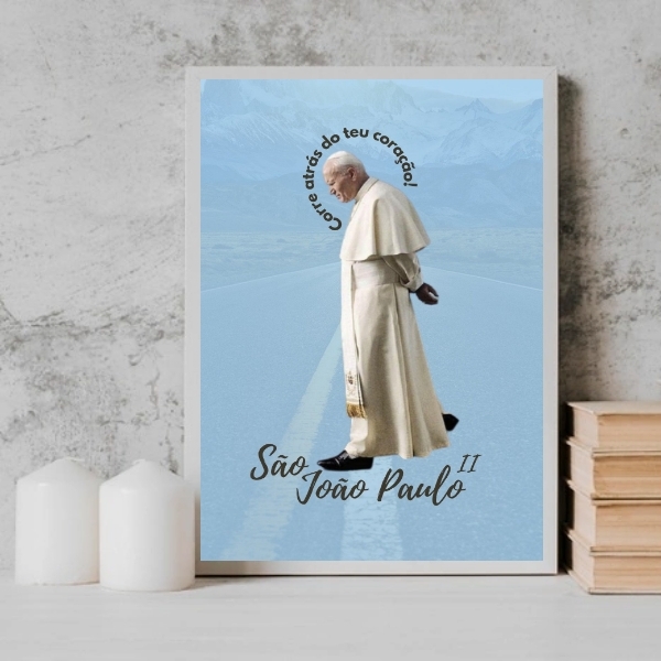 Quadro Decorativo João Paulo Ii 33x24cm Moldura:madeira Branca