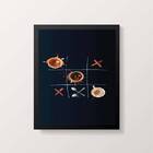 Quadro Decorativo Jogo Da Velha Café 24x18cm - Com Vidro Mold