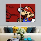 Quadro Decorativo Jogo Super Mario Fundo Vermelho 2 Peças