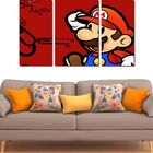 Quadro Decorativo Jogo Super Mario Fundo Vermelho 3 Peças
