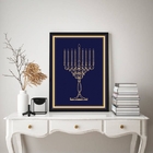 Quadro Decorativo Judaico Menorah 24x18cm - Com Vidro Moldura