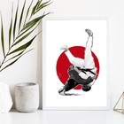 Quadro Decorativo Judô 24x18cm Moldura:madeira Branca