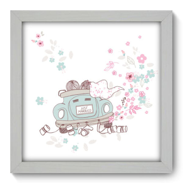 Quadro Decorativo - Just Married - 22cm X 22cm - 005qdob