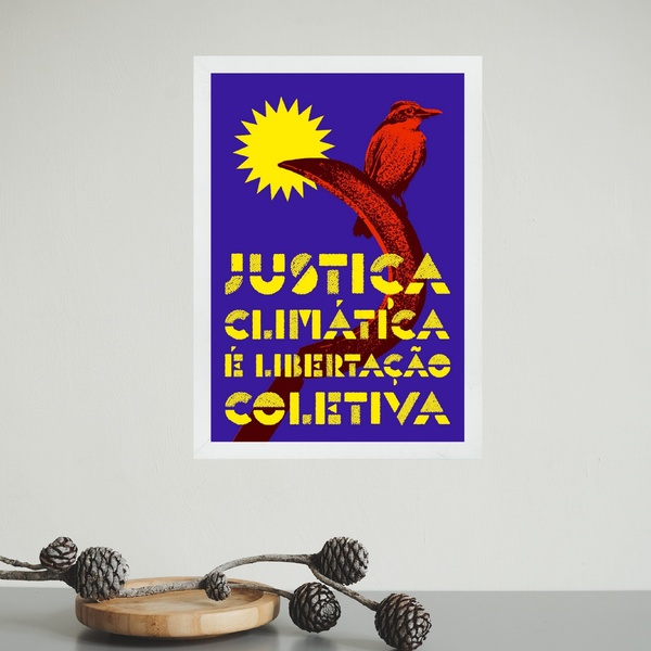 Quadro Decorativo Justiça Climática 24x18cm Moldura Branca