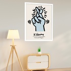 Quadro Decorativo Keith Haring Crossed Fingers Azul -70x50cm