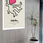 Quadro Decorativo Keith Haring Love  - 70x50cm Moldura Branca