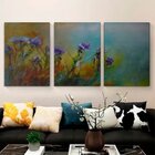 Quadro Decorativo Kit Flores Roxas Alla Prima Tela Canvas