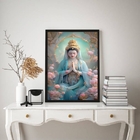 Quadro Decorativo Kuan yin 24x18cm - Com Vidro Moldura:madeir