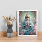 Quadro Decorativo Kuan yin 45x34cm Moldura:madeira Branca