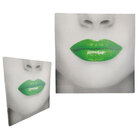 Quadro Decorativo Labio Batom Verde Moldura 40x40 Textura Dec