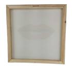 Quadro Decorativo Labio Batom Verde Moldura 40x40 Textura Dec