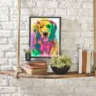 Quadro Decorativo Labrador Multicolorido 33x24cm - Com Vidro