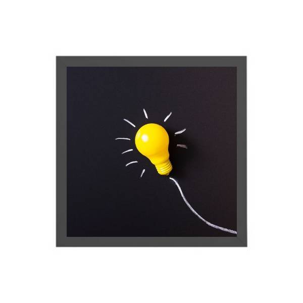 Quadro Decorativo Lâmpada Amarela 20x20cm Moldura:madeira Bra