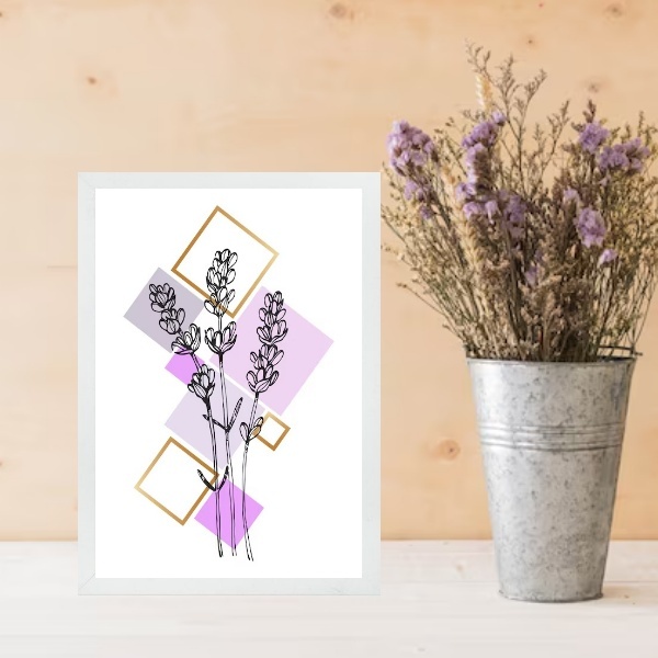 Quadro Decorativo Lavanda - Arte Geométrica 45x34cm Moldura B