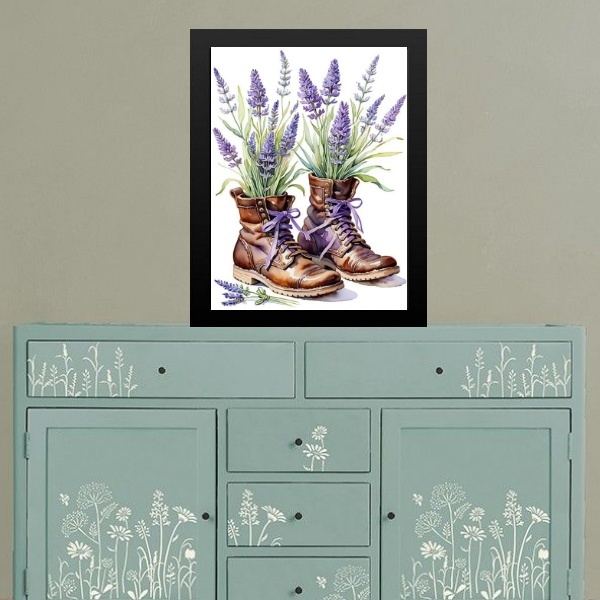 Quadro Decorativo Lavanda - Botinhas 45x34cm Moldura Branca