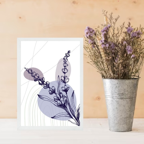 Quadro Decorativo Lavanda - Fundo Abstrato 45x34cm Moldura Br