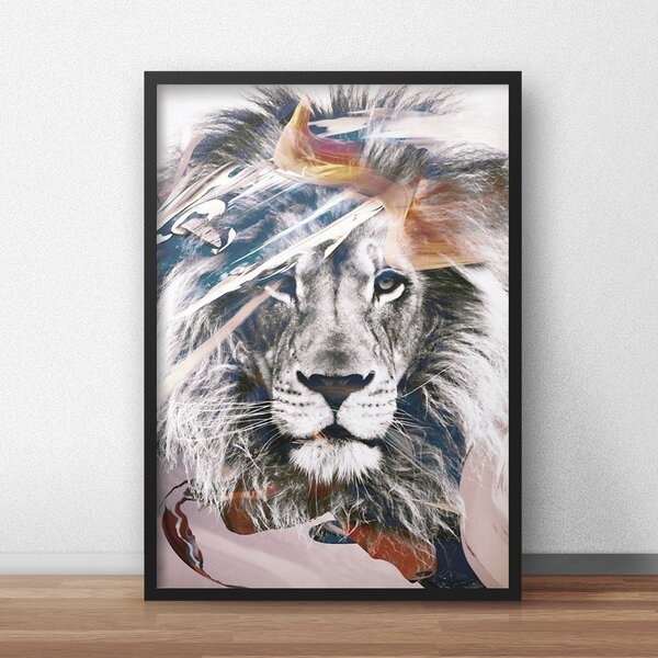 Quadro Decorativo Leão 20x30cm Preto